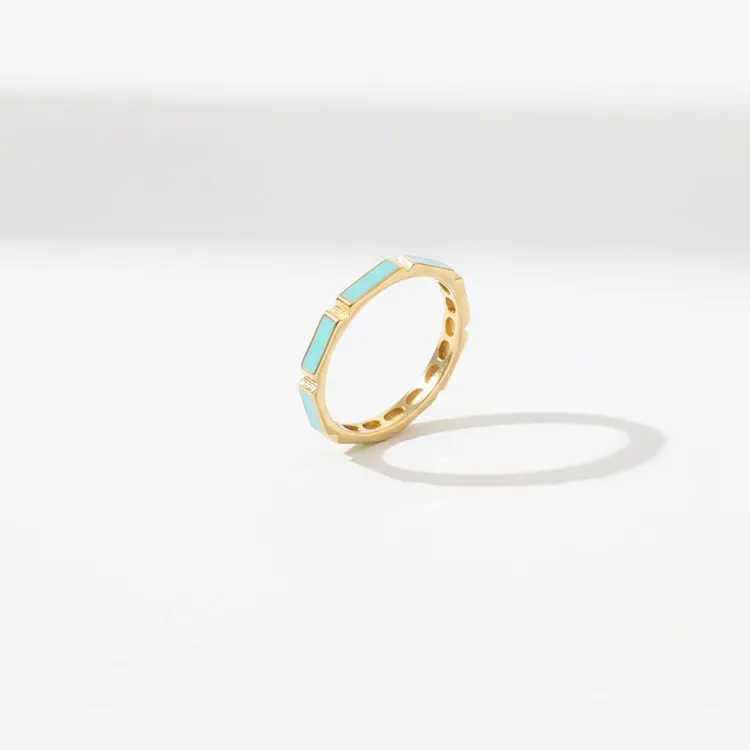 انگشتر طلا زنانه طرح هندسی آبی تیفانی