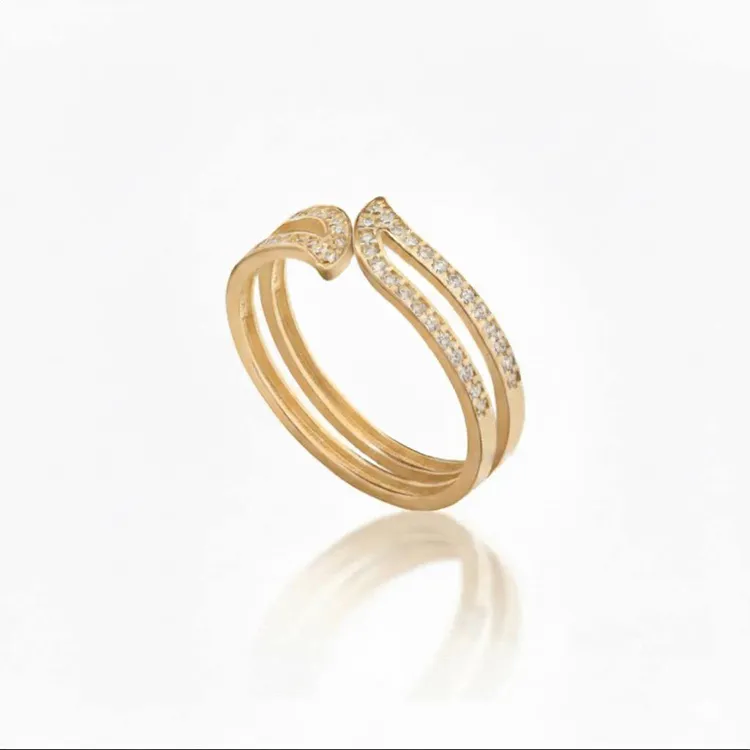 انگشتر طلا زنانه طرح الف نگین‌دار