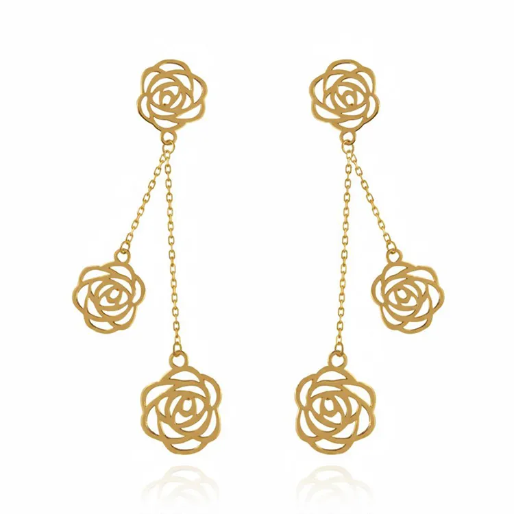 گوشواره طلا زنانه طرح گل شنل