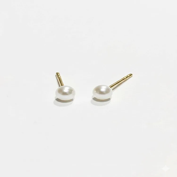 گوشواره طلا زنانه طرح تک مروارید