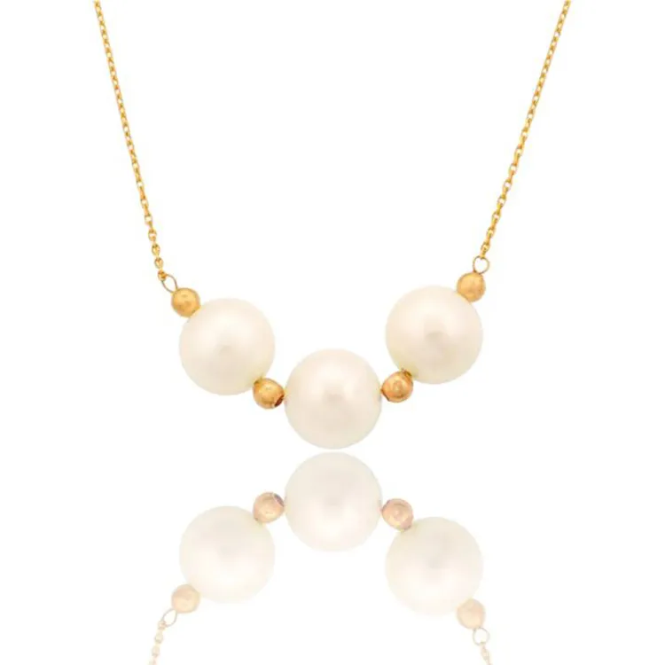 گردنبند طلا زنانه طرح مروارید و گوی