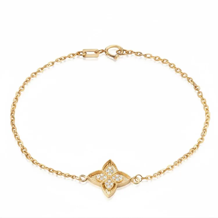 دستبند طلا زنانه طرح روبرتو کوین با سنگ اونیکس و دورو