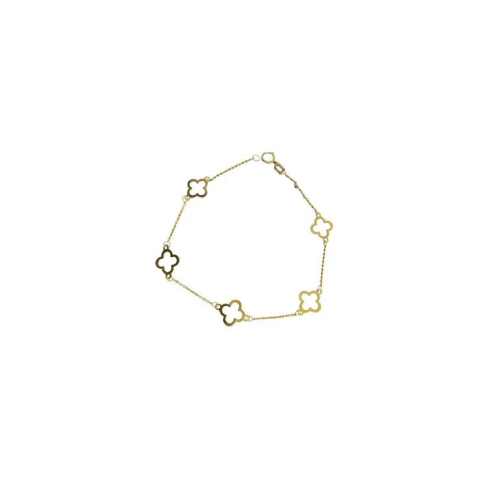 دستبند طلا زنانه طرح گل چهار پَر ونکلیف