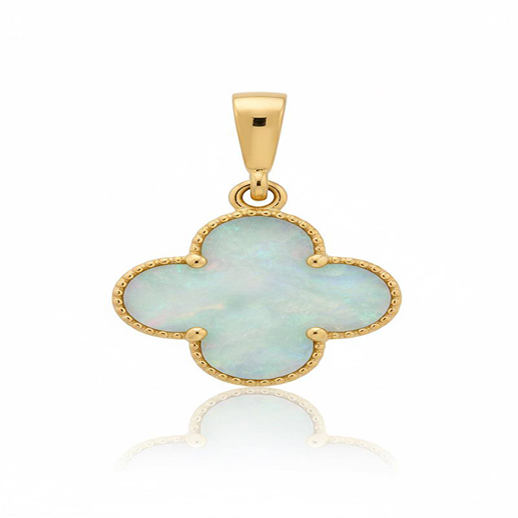 آویز بدون زنجیر طلا زنانه طرح ونکلیف دو رو (آبی-طلایی)