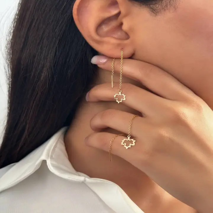 گوشواره بخیه برگ thread-leaf-earring