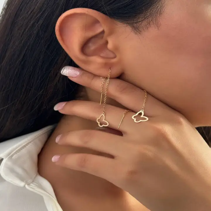گوشواره بخیه پروانه thread-butterfly-earring