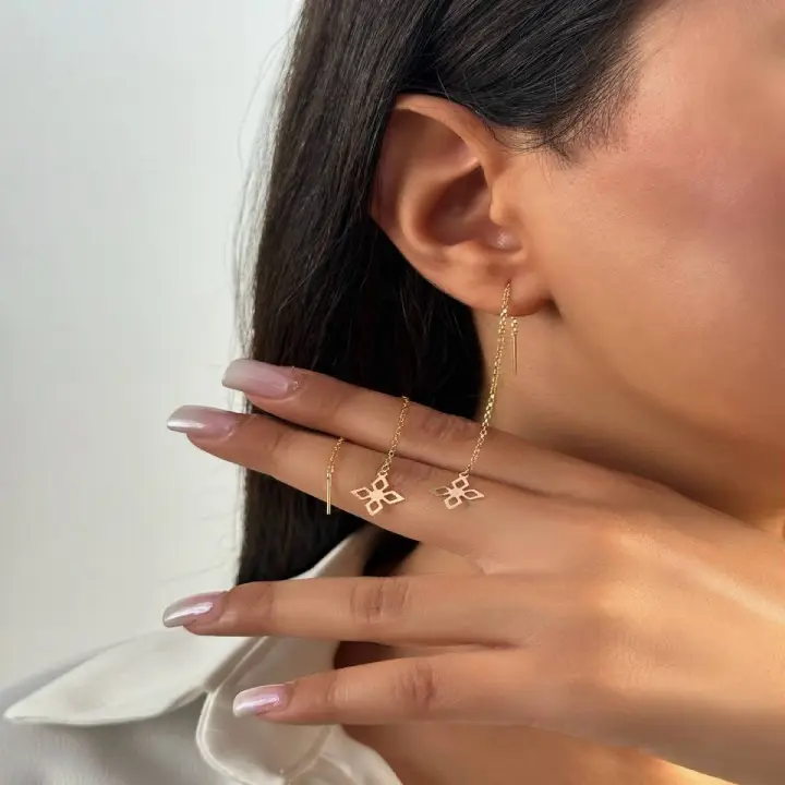 گوشواره بخیه گل thread-flower-earring