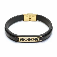 دستبند چرم مردانه طرح خشت مدل ۲۶۱۵۱