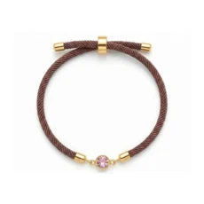 دستبند با پلاک طرح مارکو صورتی مدل 29401