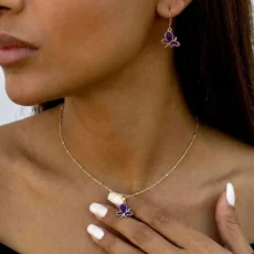 نیم ست گلدون طرح پروانه بنفش